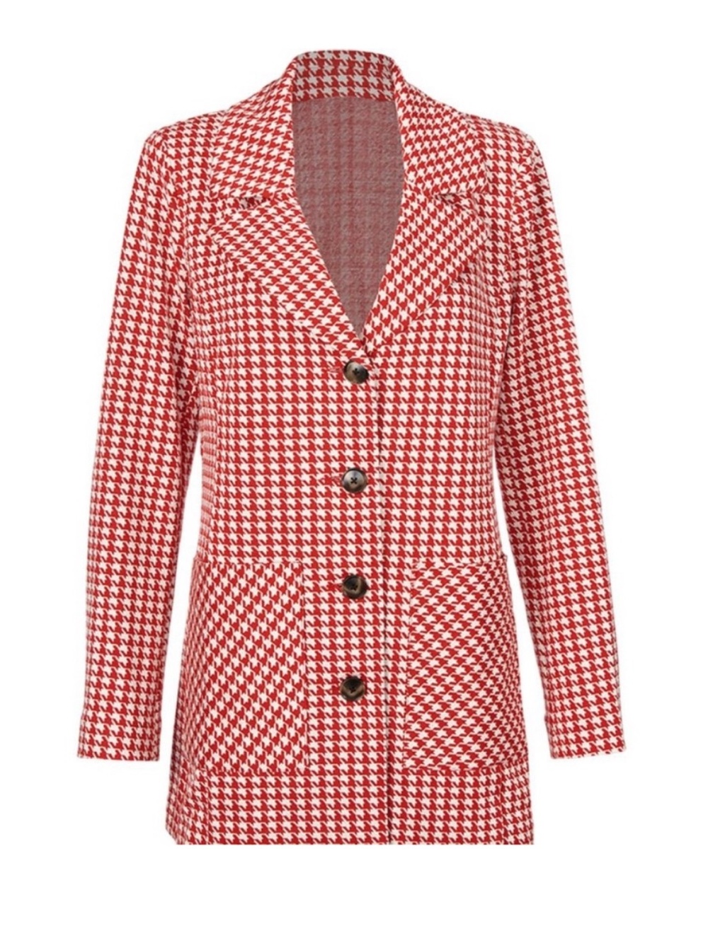 CABI STYLE# 4249 Red & White Houndstooth Jacket - Size L - NWOT!
